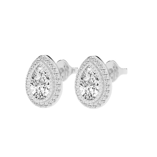Magnificent Double Halo Pear Diamond Studs