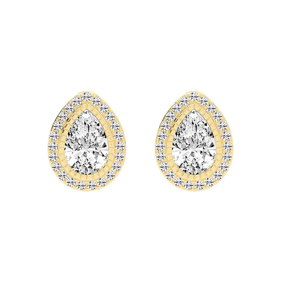 Magnificent Double Halo Pear Diamond Studs