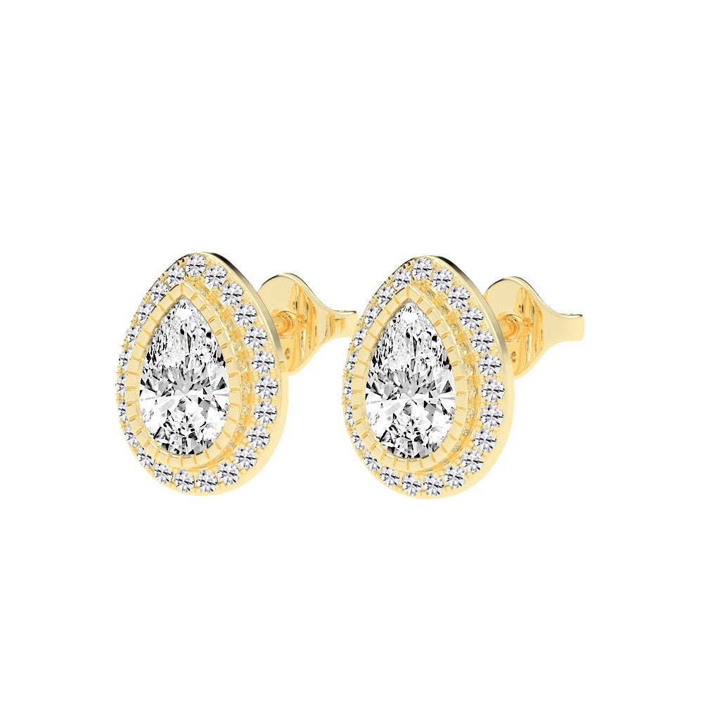 Magnificent Double Halo Pear Diamond Studs