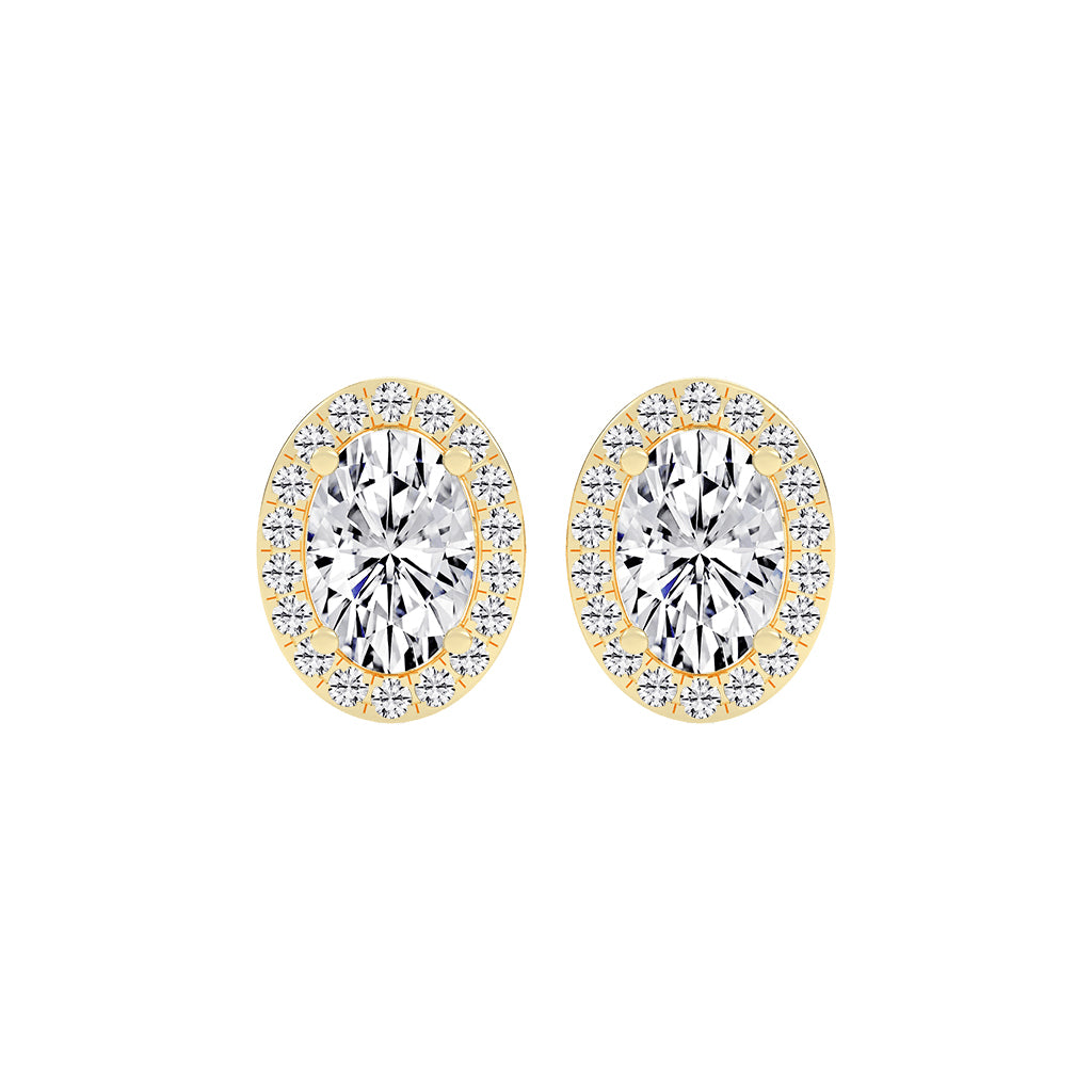 Elegant Oval Halo Brilliance Diamond Studs