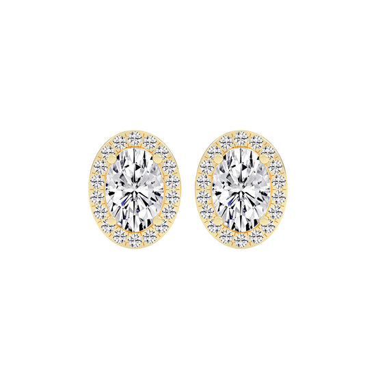 Elegant Oval Halo Brilliance Diamond Studs