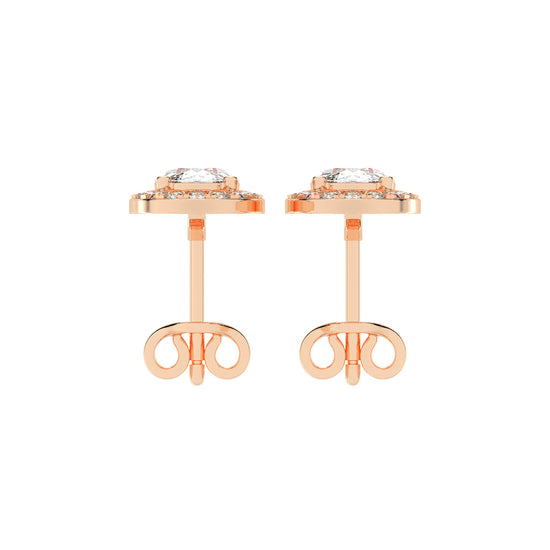Elegant Oval Halo Brilliance Diamond Studs