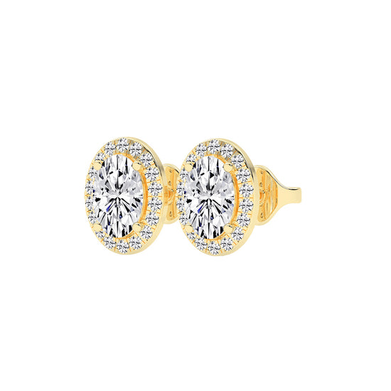 Elegant Oval Halo Brilliance Diamond Studs