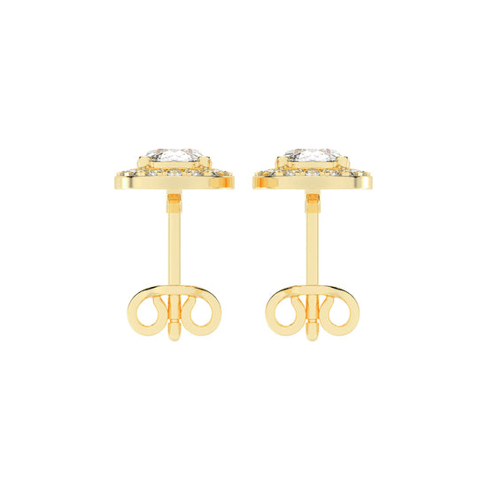 Elegant Oval Halo Brilliance Diamond Studs