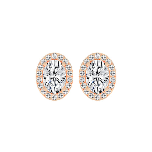 Elegant Oval Halo Brilliance Diamond Studs