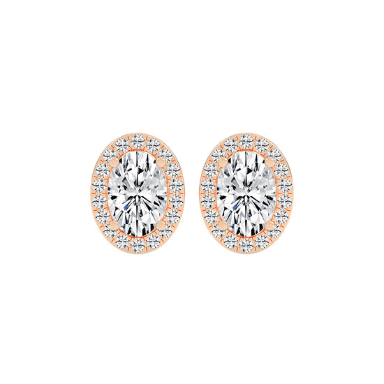 Elegant Oval Halo Brilliance Diamond Studs