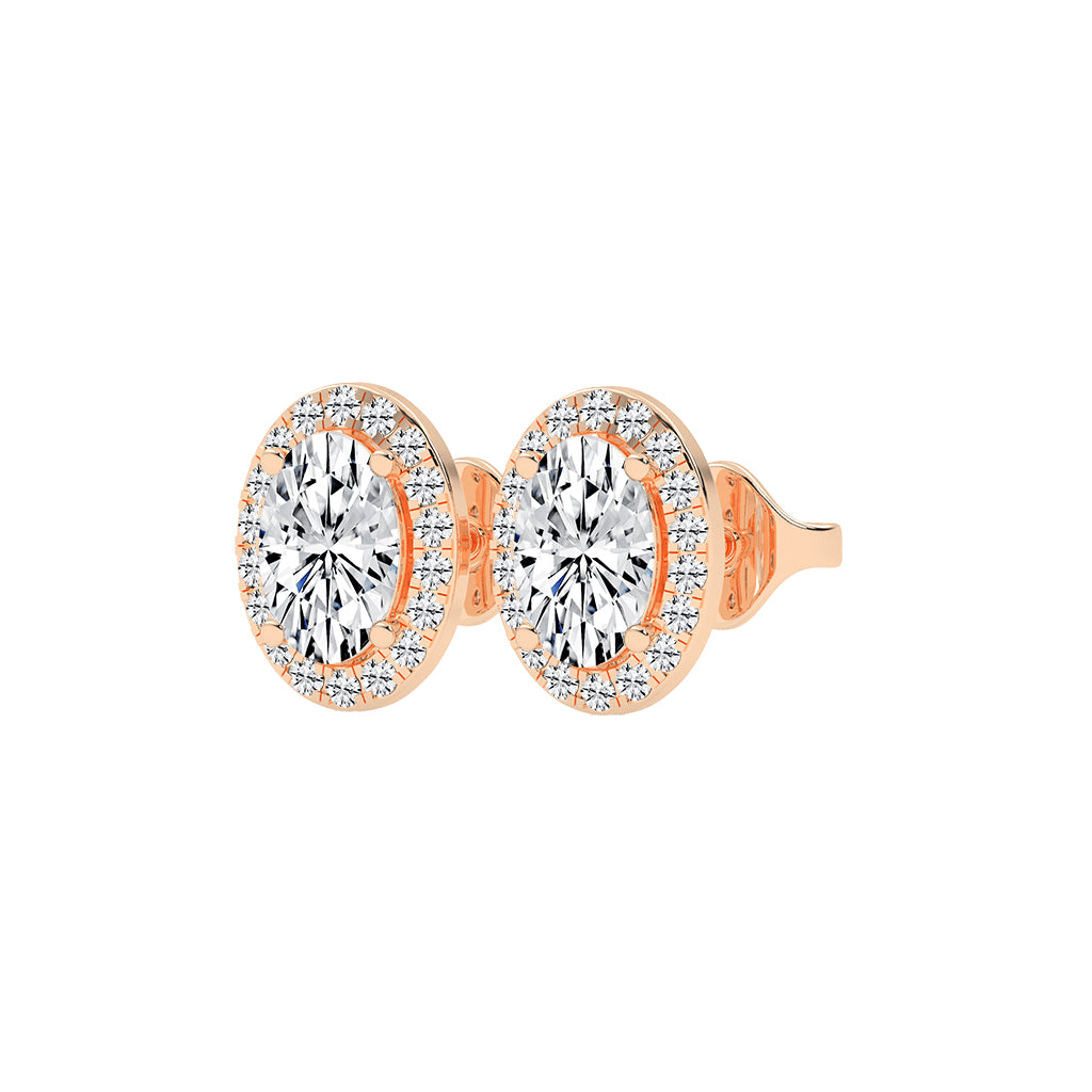 Elegant Oval Halo Brilliance Diamond Studs