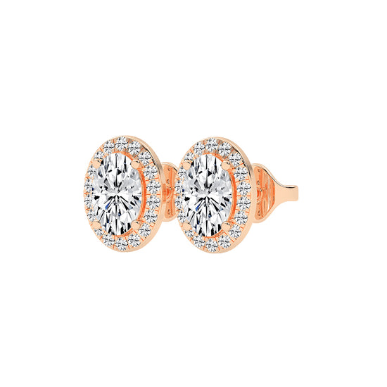 Elegant Oval Halo Brilliance Diamond Studs