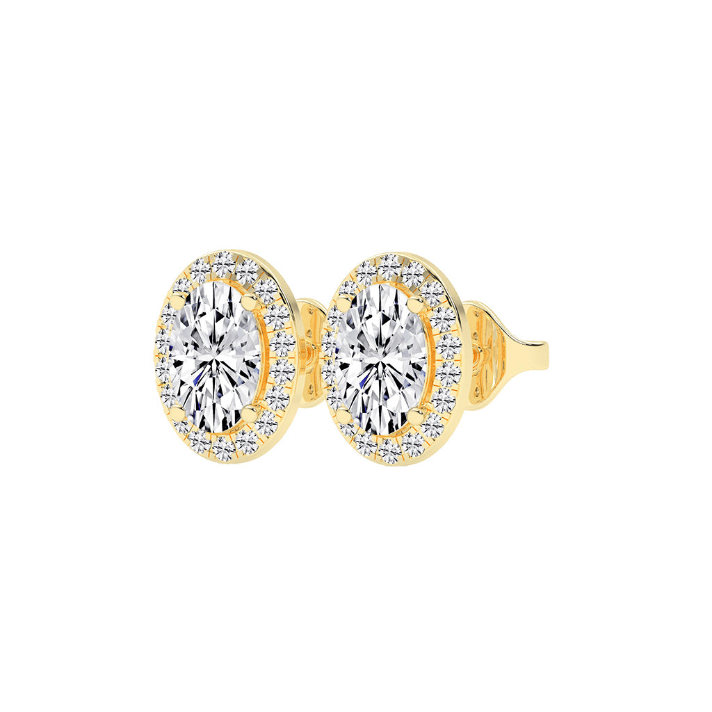 Elegant Oval Halo Brilliance Diamond Studs