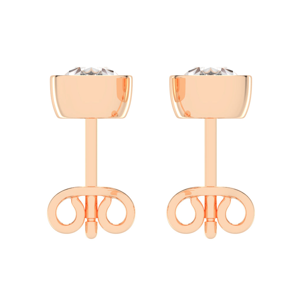Modern Contoured Pear Bezel Set Diamond Studs