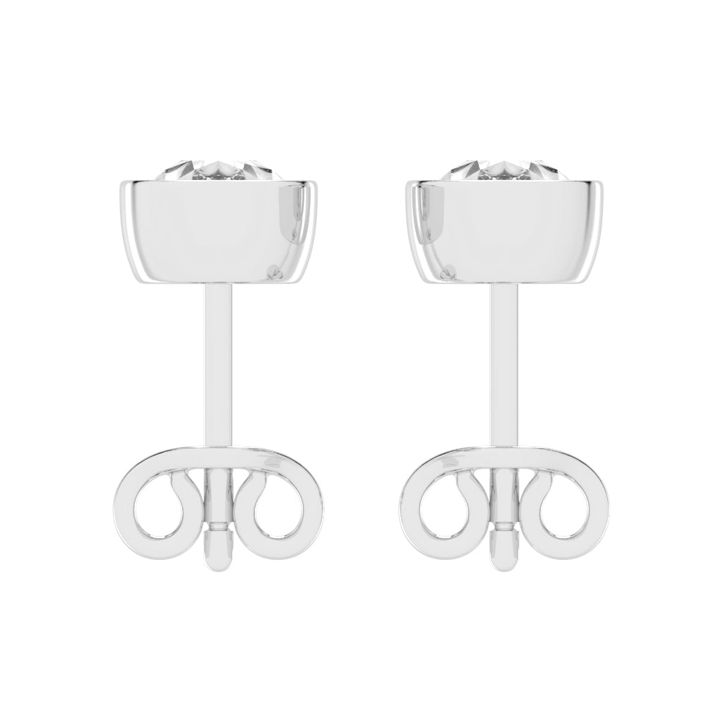 Modern Contoured Pear Bezel Set Diamond Studs