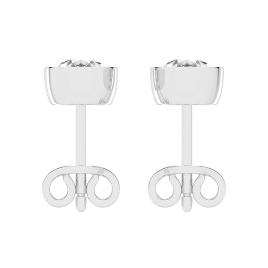 Modern Contoured Pear Bezel Set Diamond Studs