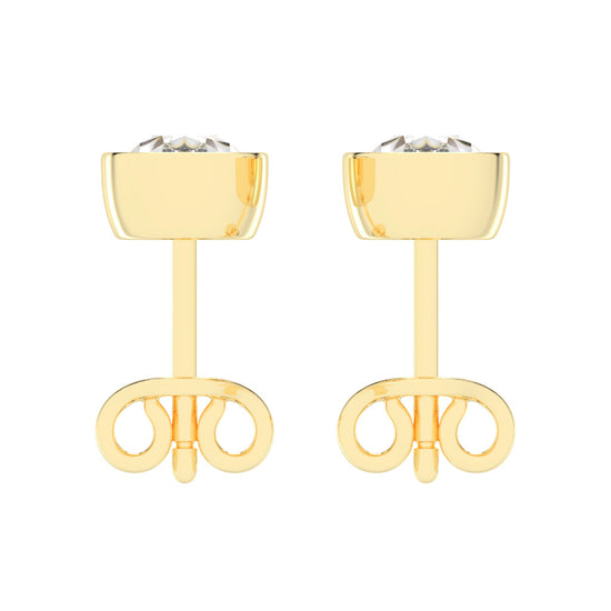 Modern Contoured Pear Bezel Set Diamond Studs