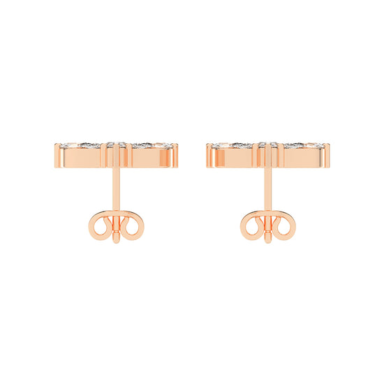 Elegance Petals Marquise Round Diamond Cluster Studs