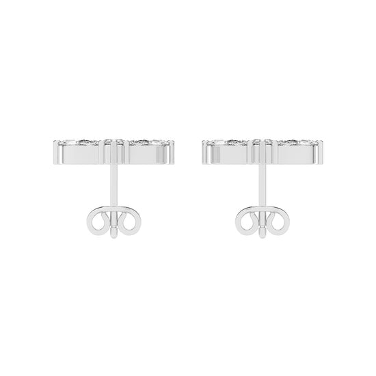 Elegance Petals Marquise Round Diamond Cluster Studs