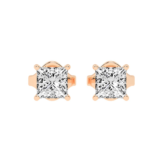 Princess-Cut Solitaire Studs