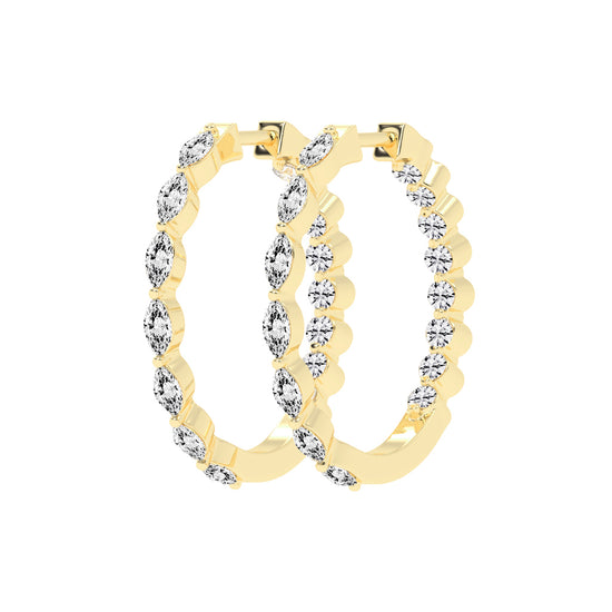 Mixed-Cut Eternity Hoop Earrings