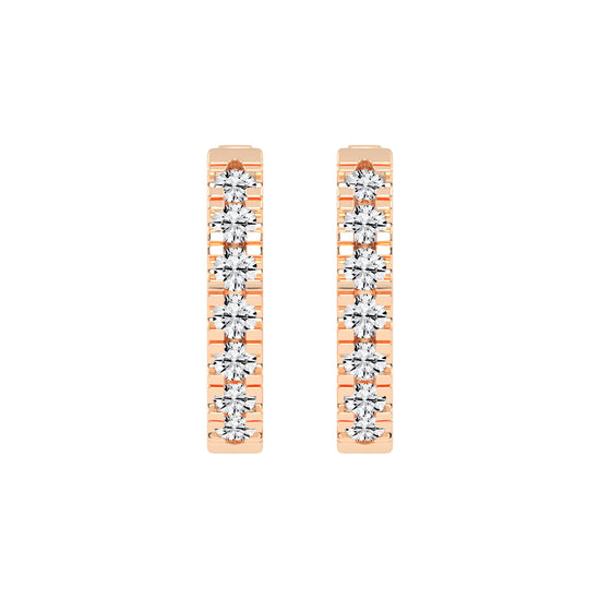 Triple Row Pave Hoop Earrings
