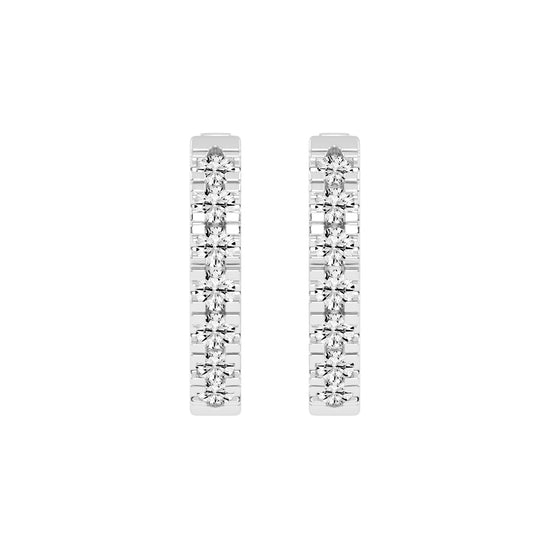 Triple Row Pave Hoop Earrings