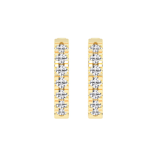 Triple Row Pave Hoop Earrings