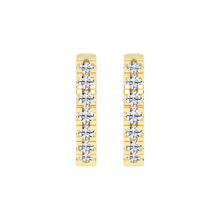 Triple Row Pave Hoop Earrings