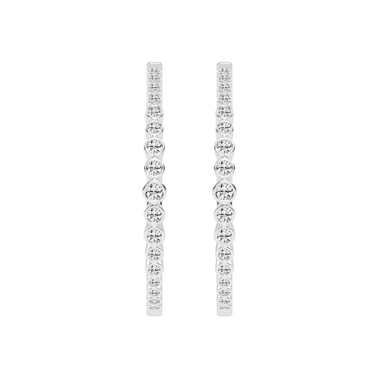 Bezel-Set Eternity Hoop Earrings