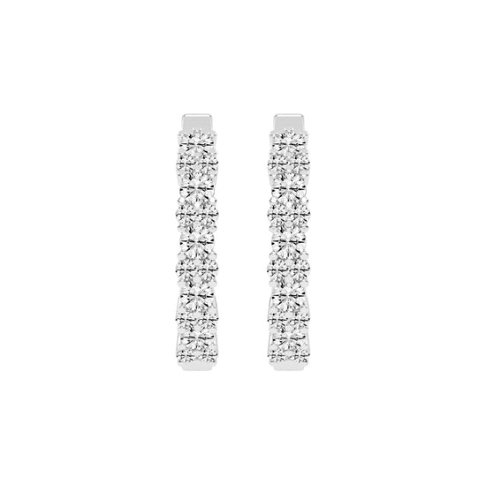 Double Row Pave Hoop Earrings