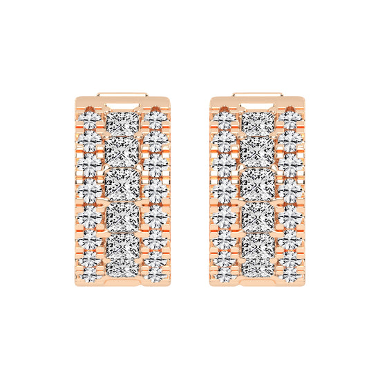 Multi-Row Princess Cut Hoop Earrings