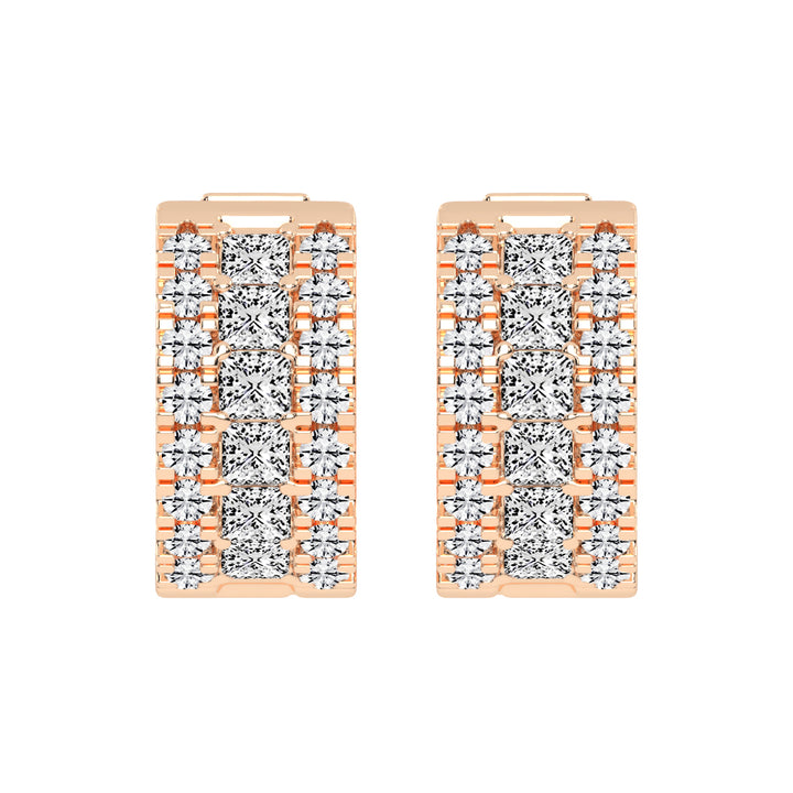 Multi-Row Princess Cut Hoop Earrings