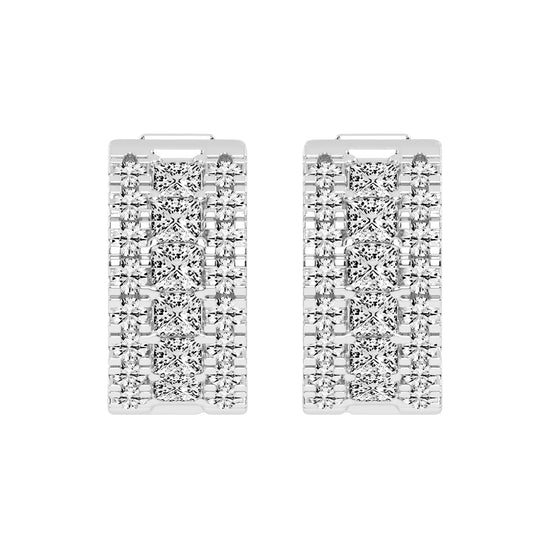 Multi-Row Princess Cut Hoop Earrings
