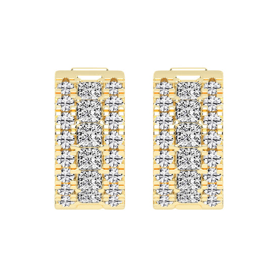 Multi-Row Princess Cut Hoop Earrings