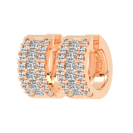 Multi-Row Princess Cut Hoop Earrings