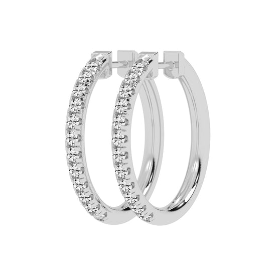 Slender Pave Hoop Earrings