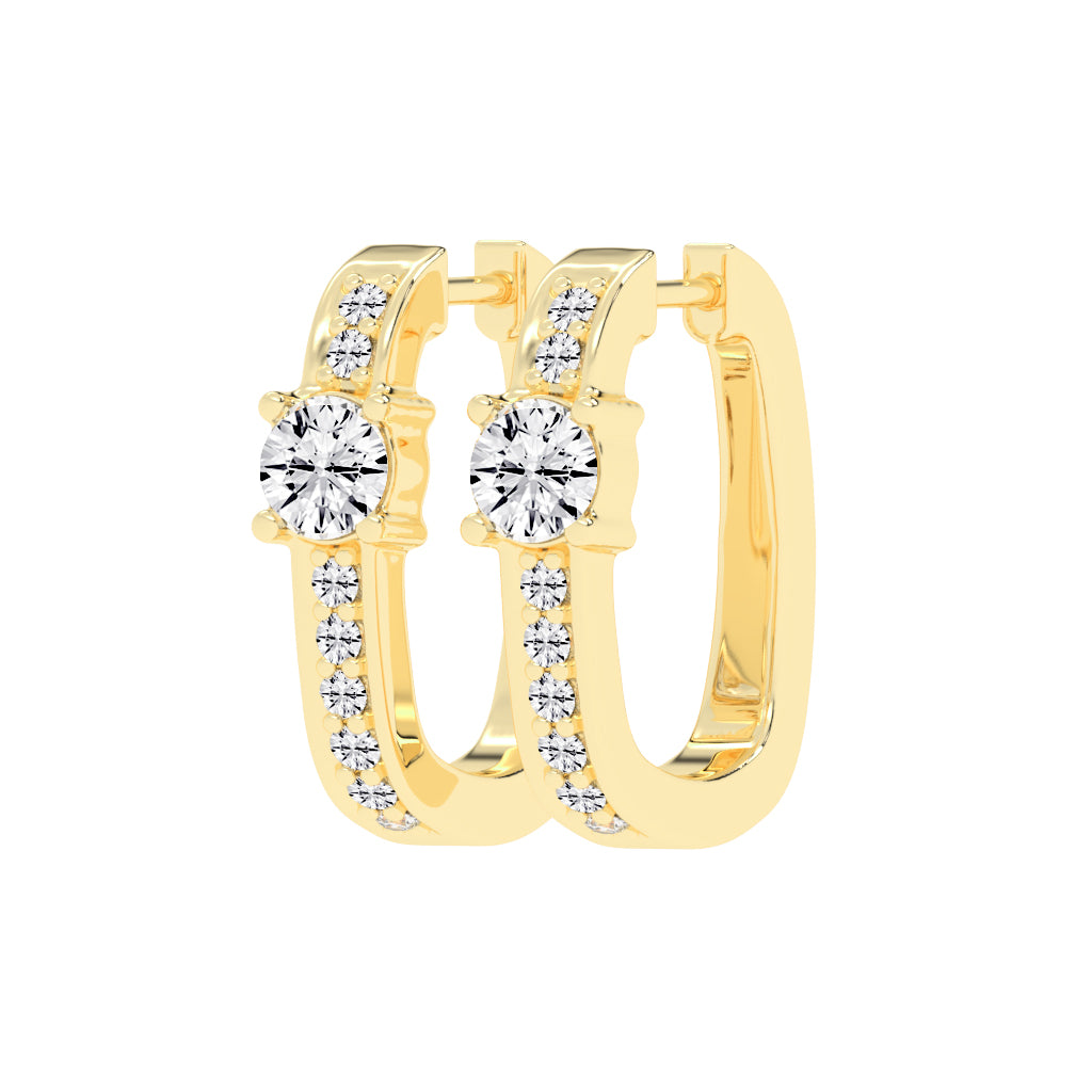 Prominent Gemstone Pave Hoops