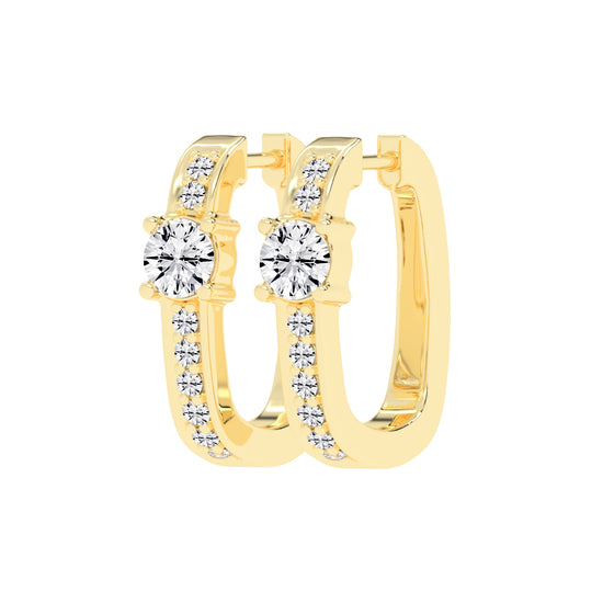 Prominent Gemstone Pave Hoops