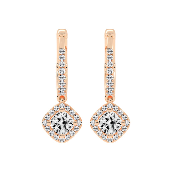 Cushion Halo Dangle Hoops