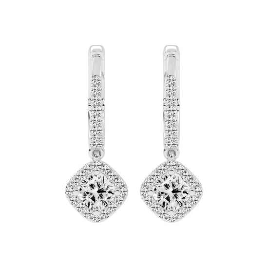 Cushion Halo Dangle Hoops