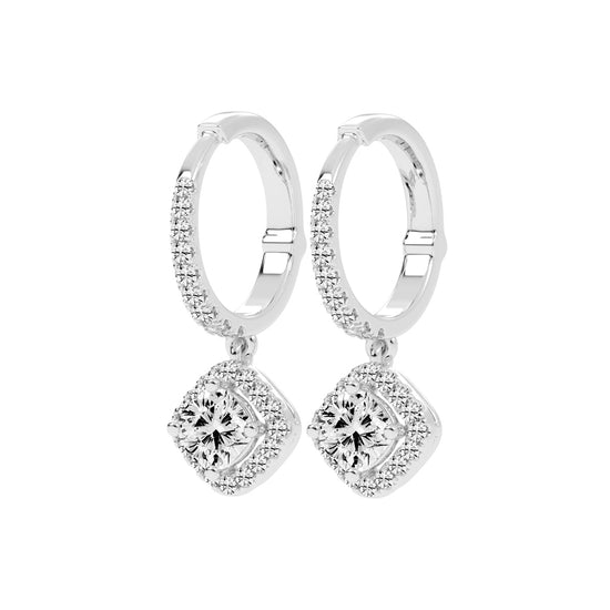 Cushion Halo Dangle Hoops