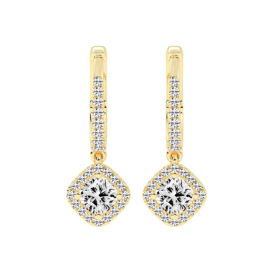 Cushion Halo Dangle Hoops
