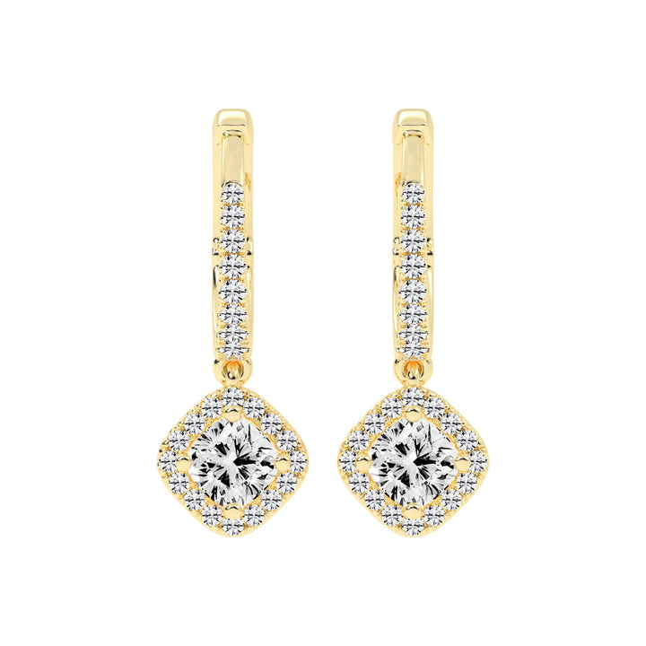 Cushion Halo Dangle Hoops