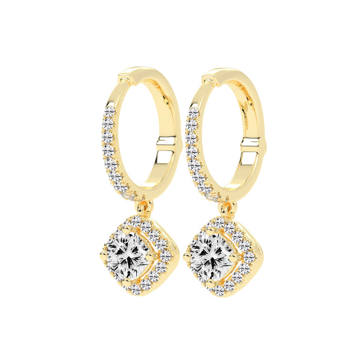 Cushion Halo Dangle Hoops