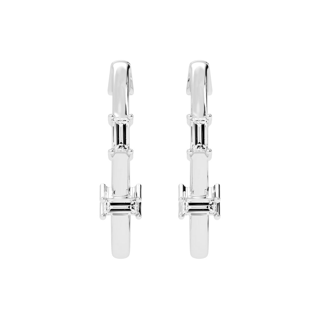 Architectural Gleam Baguette Diamond Hoops