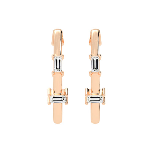 Architectural Gleam Baguette Diamond Hoops