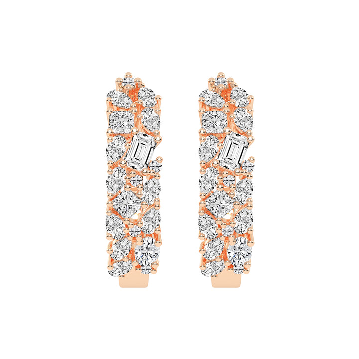 Artful Bloom Mixed-Cut Diamond Hoop Earrings