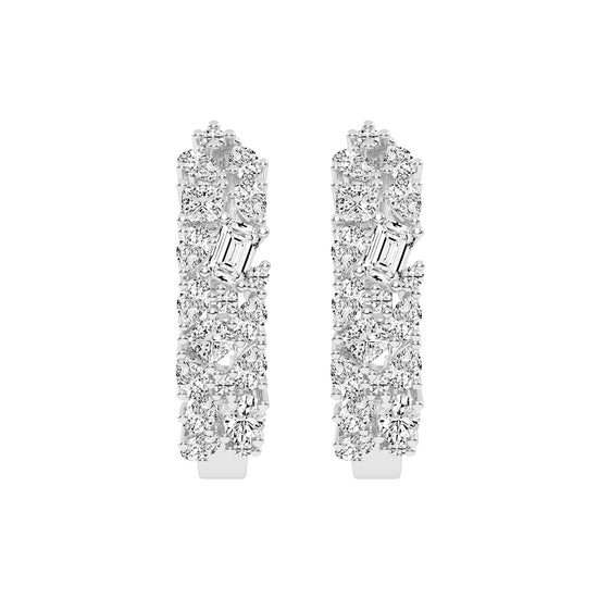 Artful Bloom Mixed-Cut Diamond Hoop Earrings