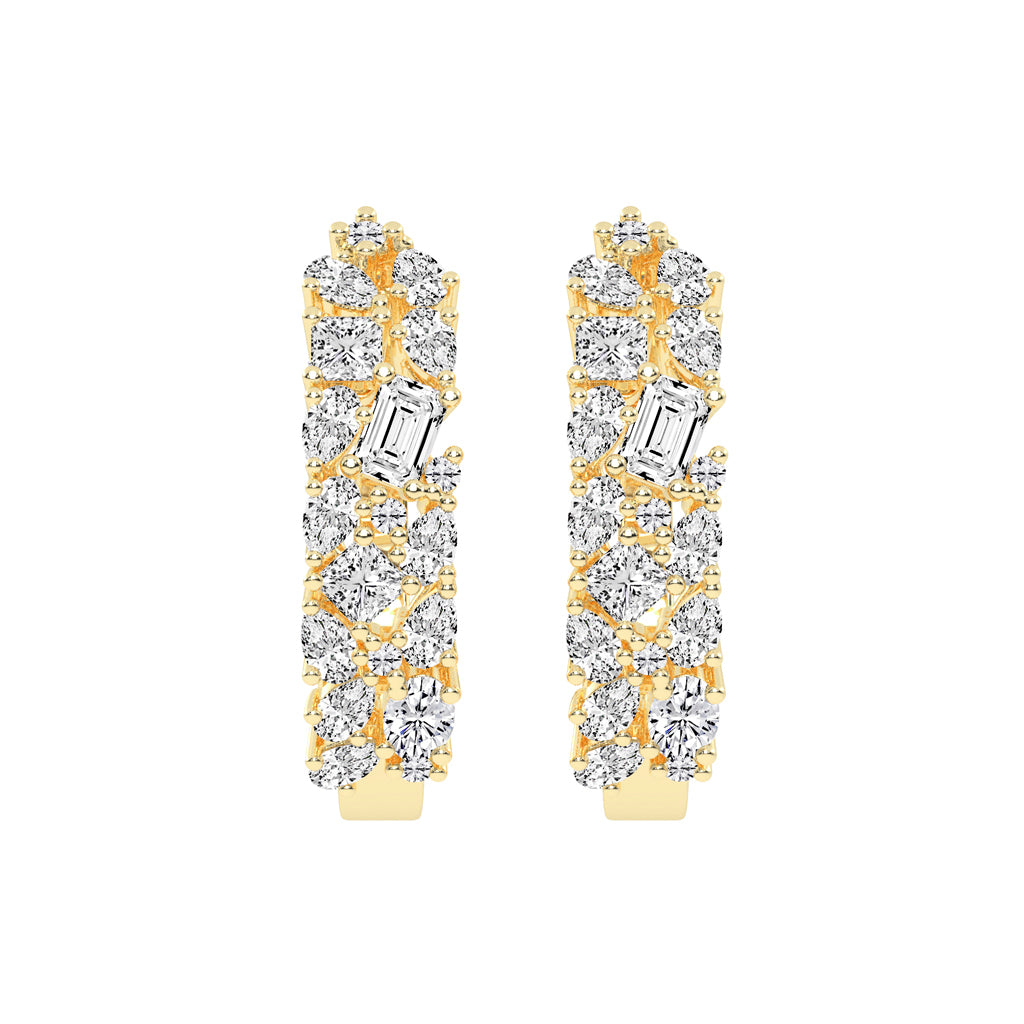 Artful Bloom Mixed-Cut Diamond Hoop Earrings