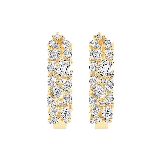 Artful Bloom Mixed-Cut Diamond Hoop Earrings