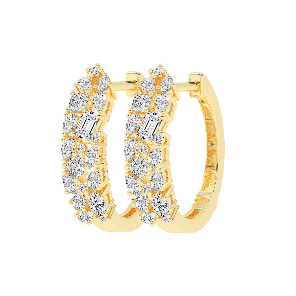 Artful Bloom Mixed-Cut Diamond Hoop Earrings