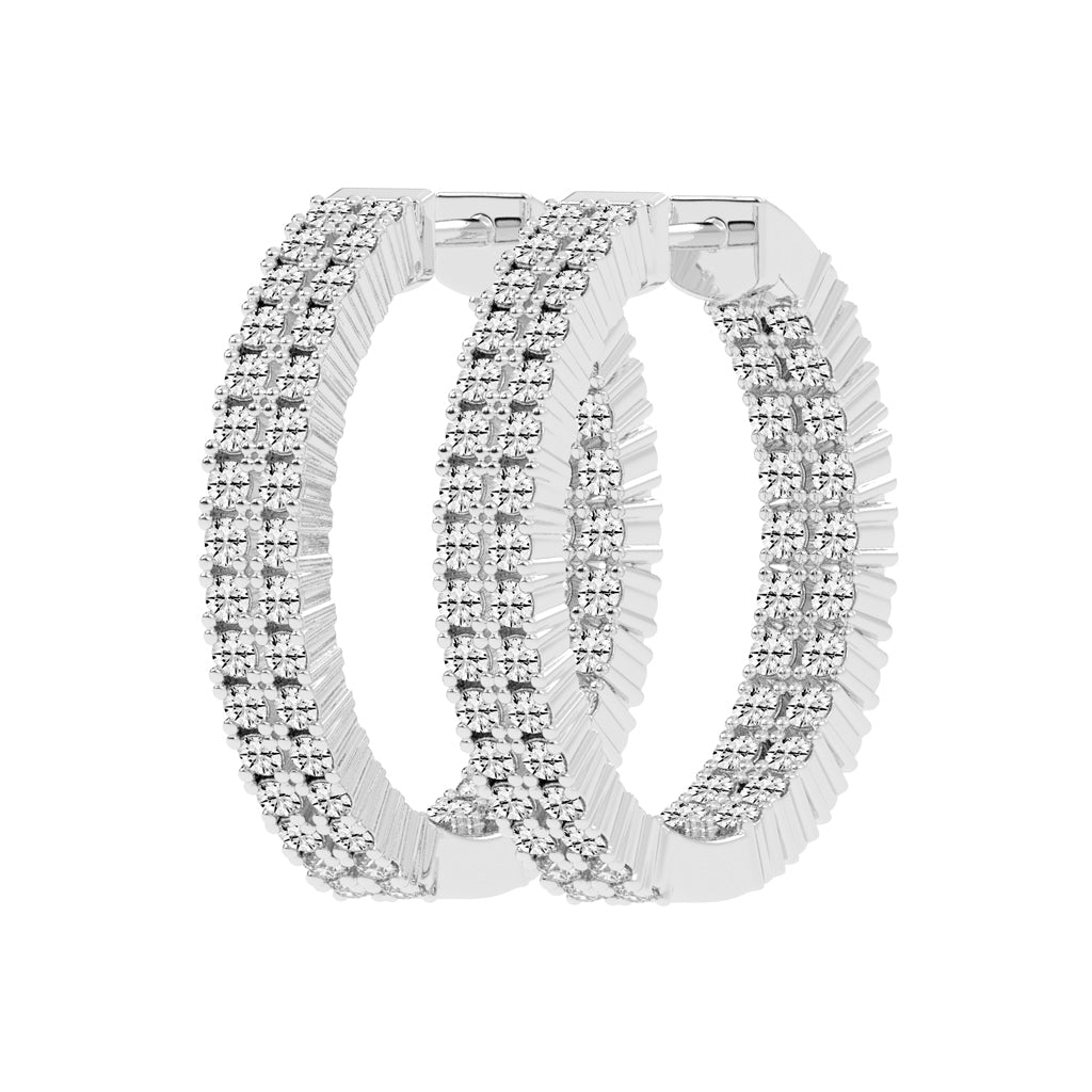 Parallel Sparkle Diamond Hoops Earrings