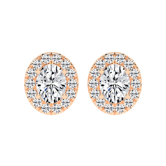 Eternal Aura Oval Halo Stud Earrings